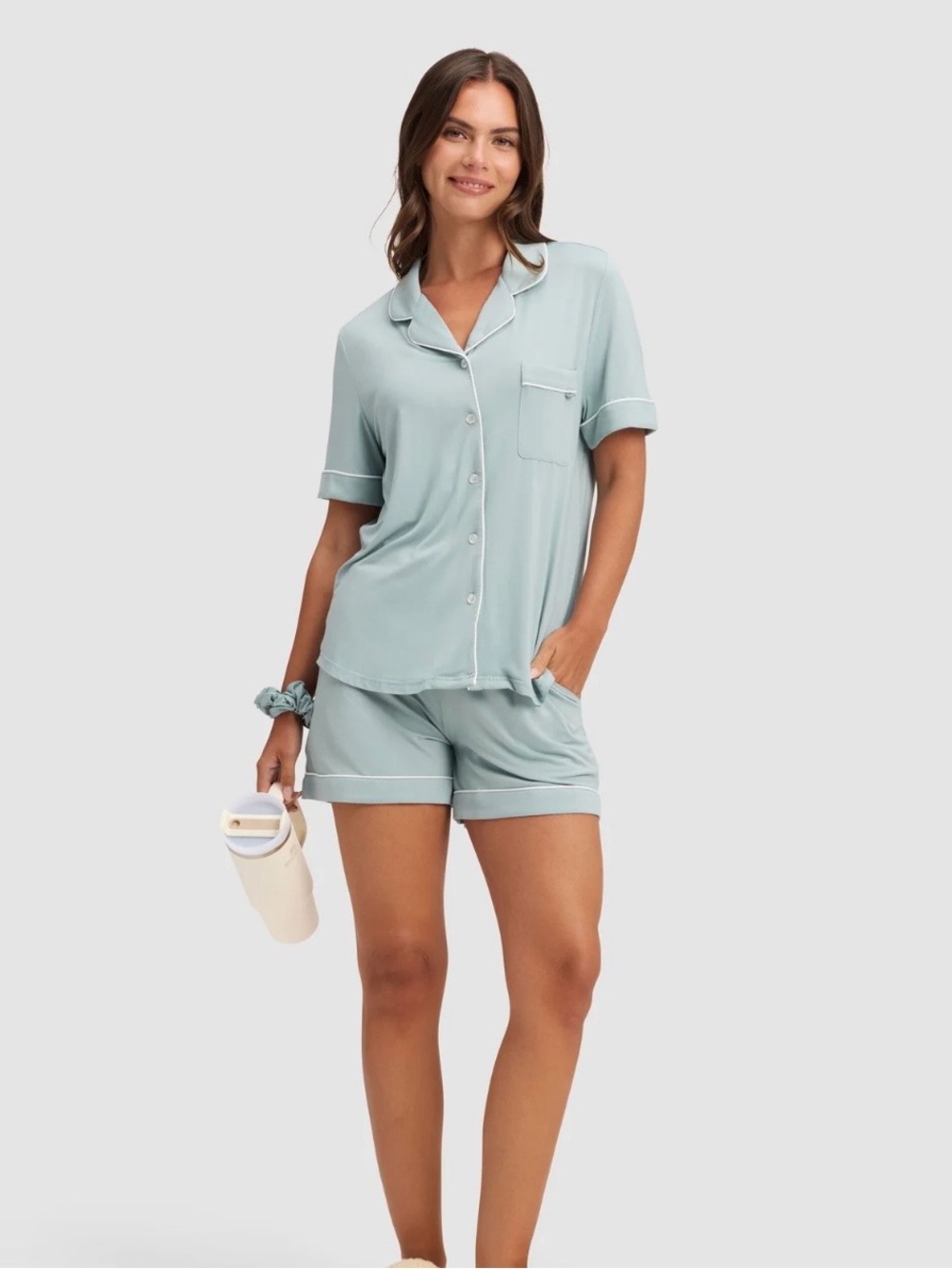 [LIKE 🆕] Cozy Earth: Women's Bamboo Stretch-Knit Short Sleeve Pajama Set